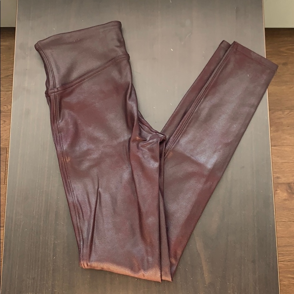 SPANX Plum Faux Leather Leggings